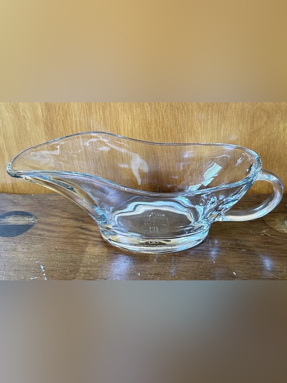 Vintage Anchor Hocking Clear Glass Gravy Boat w/ Handle 10 oz USA #1028